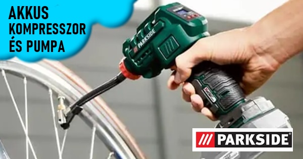 Parkside akkumulátoros kompresszor és pumpa, kerékpár kerékhez, gumimatrachoz, felfújható játékokhoz PAK 20-Li B2